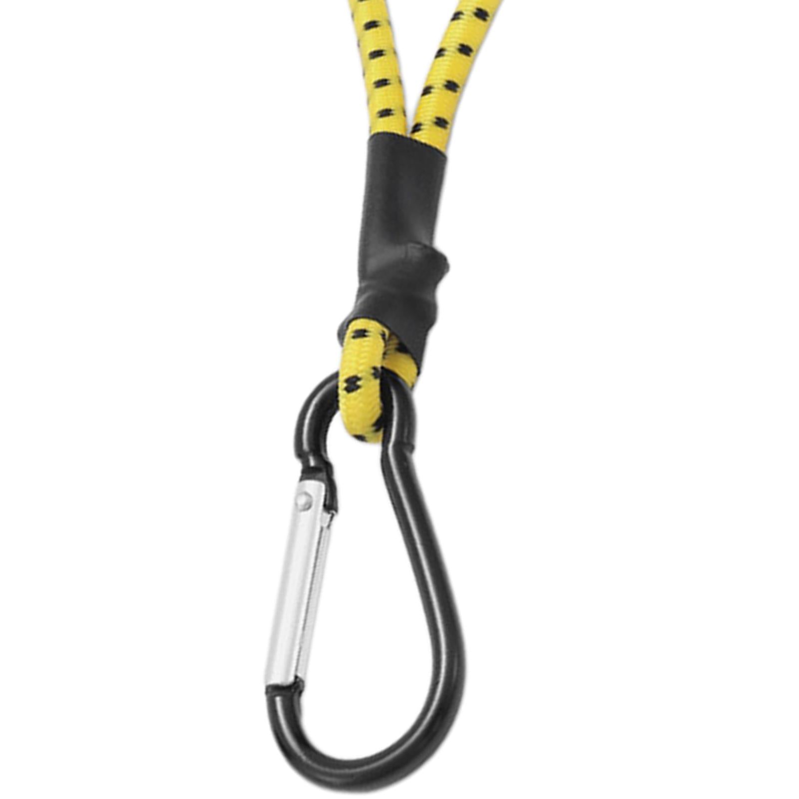 4xBungee Cord with Carabiner Elastic Rope Portable for Outdoor Tents Tarpaulin Yellow Black