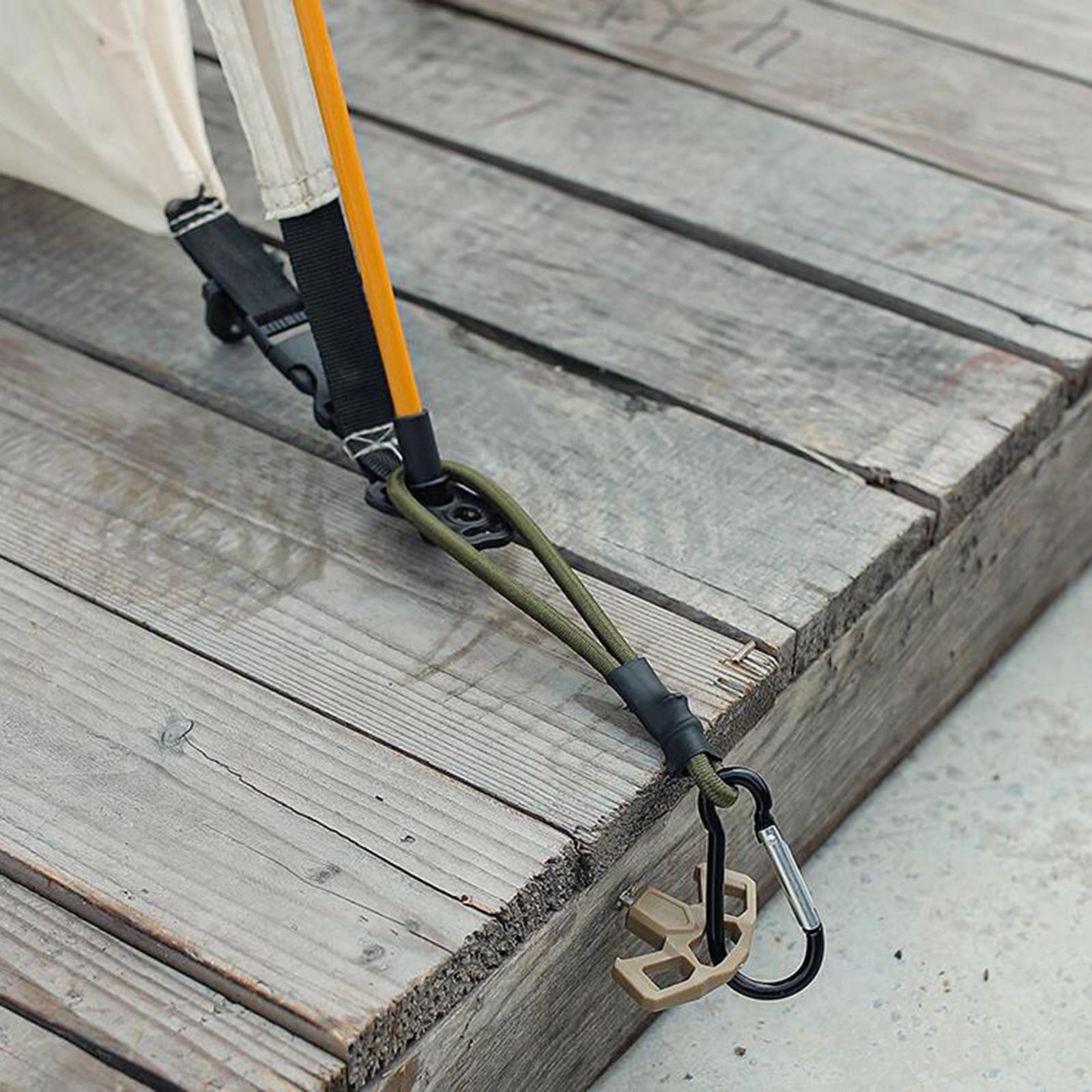 3xBungee Cord with Carabiner Elastic Rope Portable for Outdoor Tents Tarpaulin Yellow Black