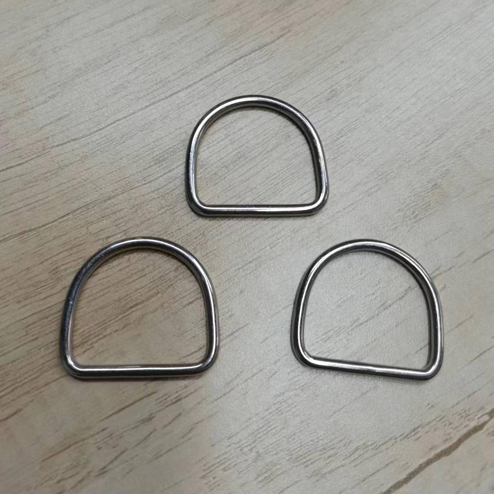 6x5 Pieces Metal D Ring Sturdy Stainless Steel D Rings for Belt Sewing Project 3mmx30mmx27mm