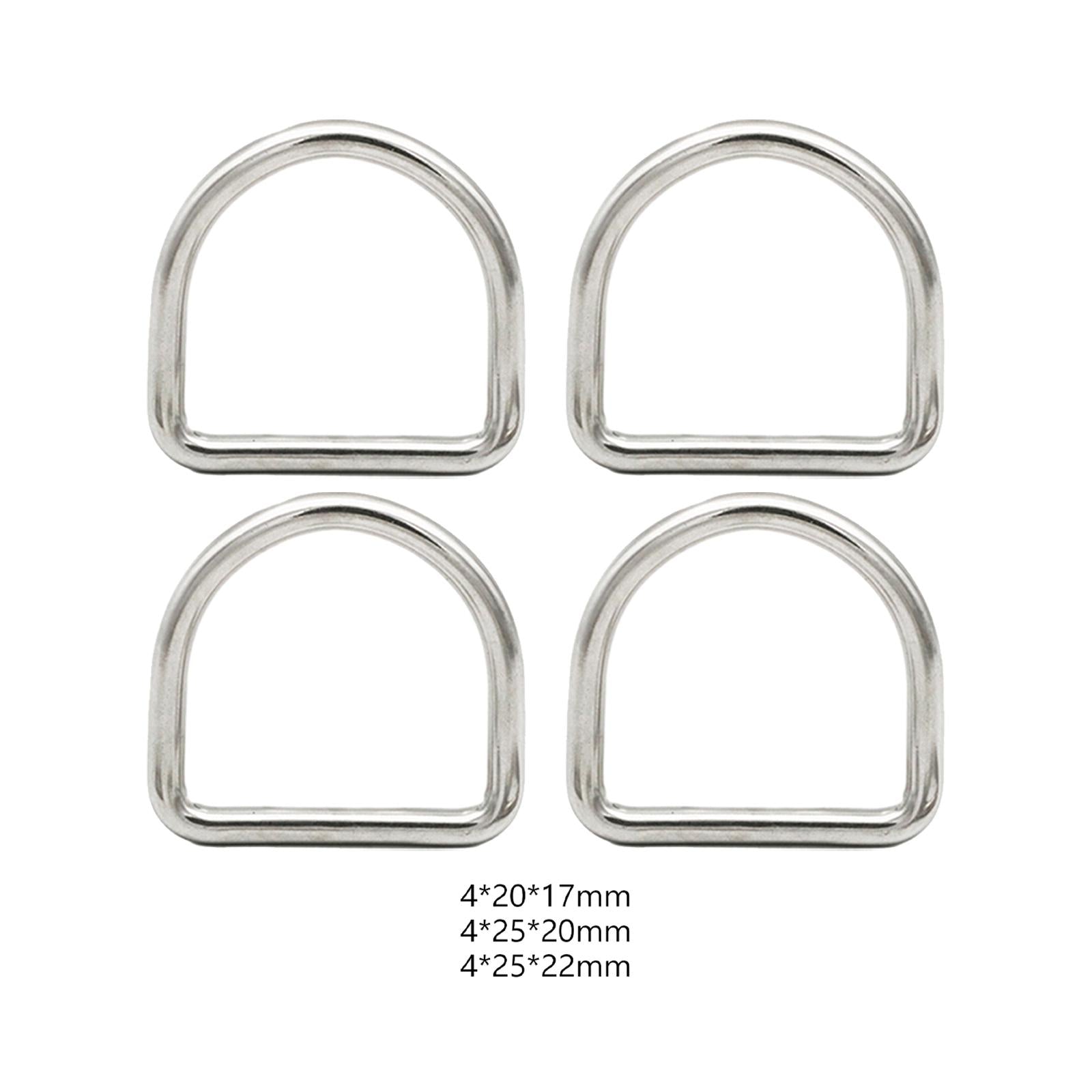 4x4Pcs Metal D Rings Handmade DIY D Buckles for Handbags Purse Making Backpack 4mmx20mmx17mm