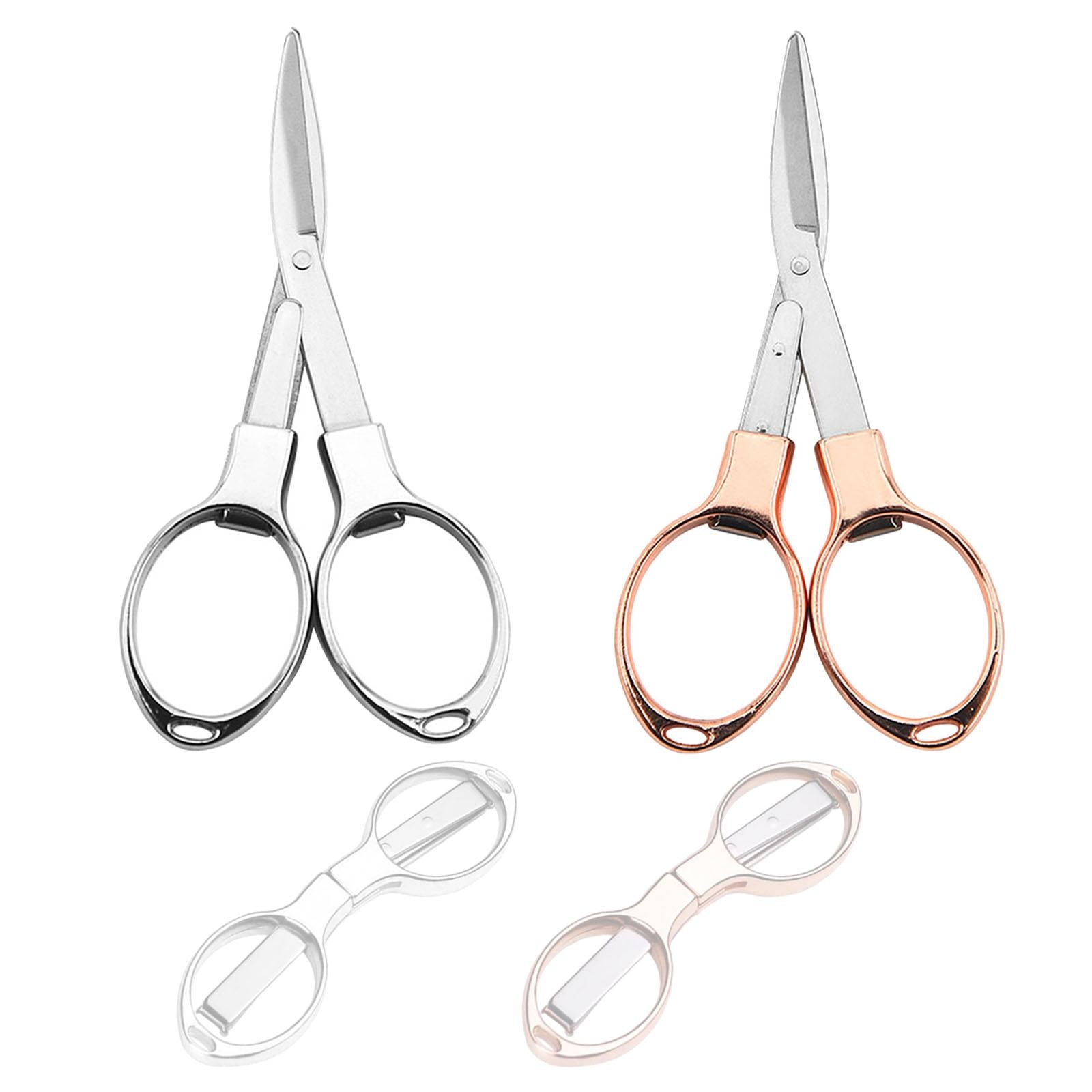 2xFishing Line Scissors Foldable Scissors for Outdoor Craft Sewing Backpacking Silver