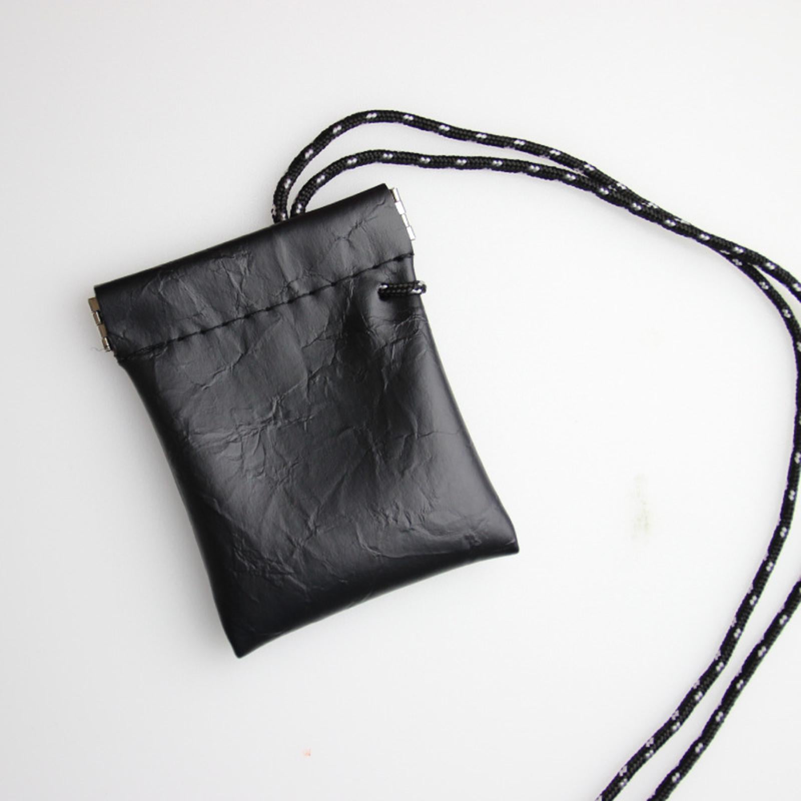 3xHanging Neck Pouch Key Bag Small Wallet Storage Bag for Men Women Earbud Bag Black