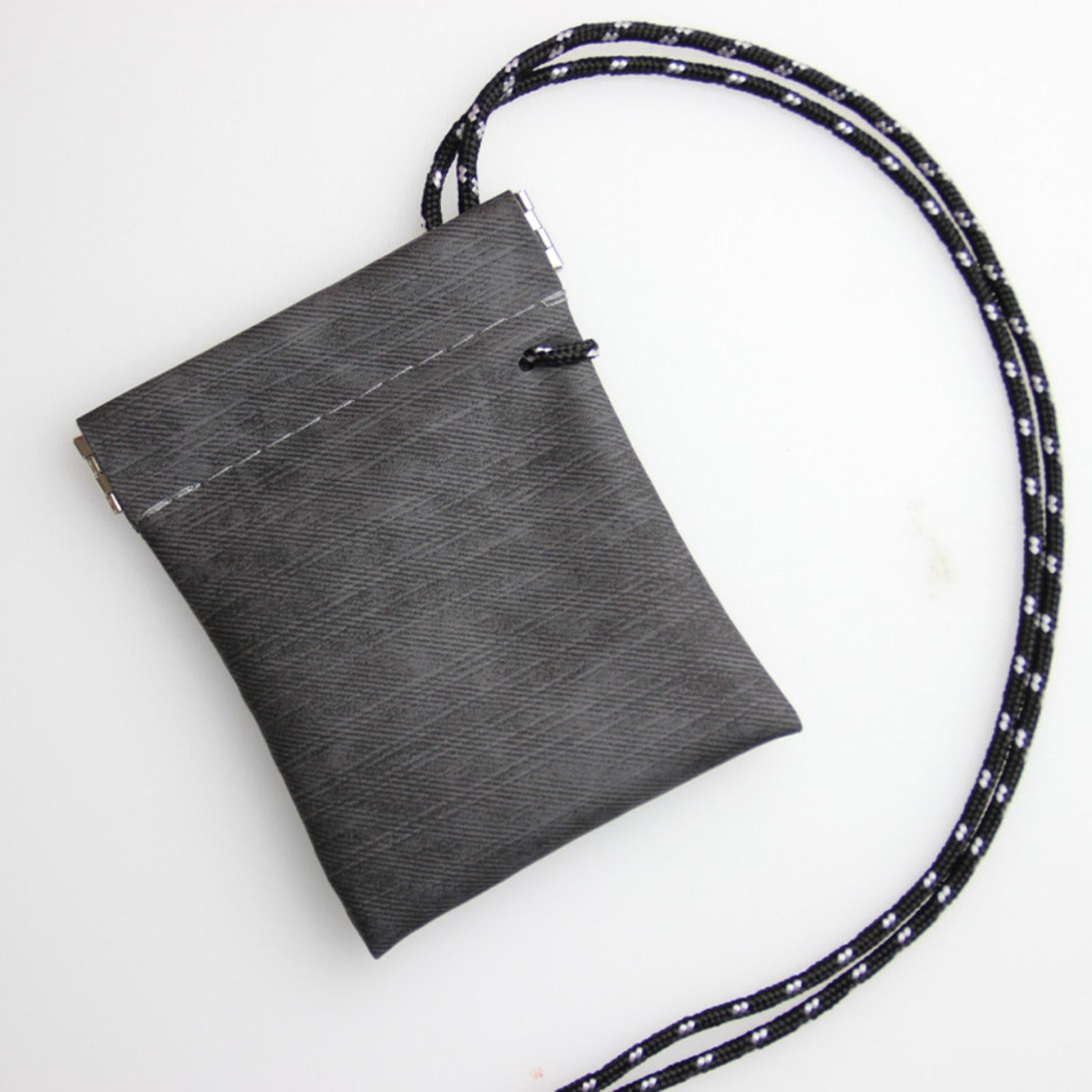 4xHanging Neck Pouch Key Bag Small Wallet Storage Bag for Men Women Earbud Bag Gray