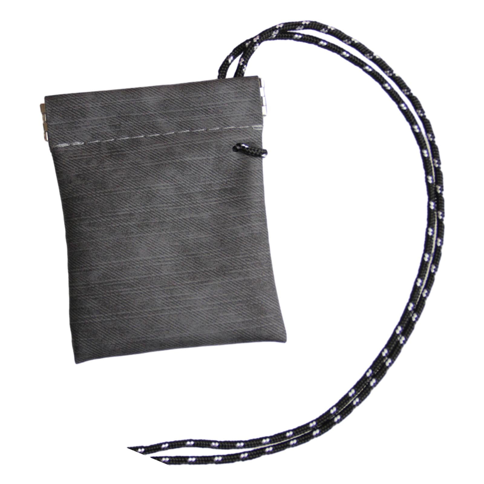 2xHanging Neck Pouch Key Bag Small Wallet Storage Bag for Men Women Earbud Bag Gray