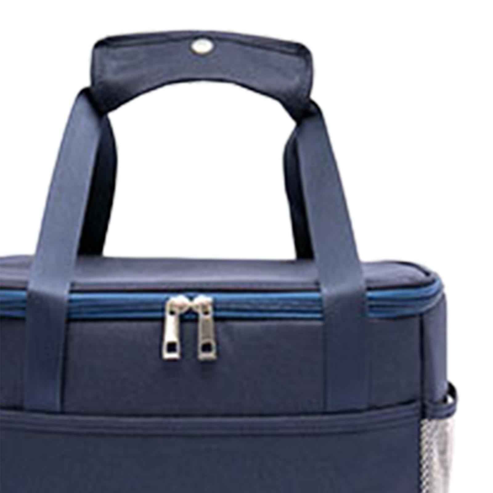 Insulated Cooler Bag Lunch Box Soft Food Delivery Bag for Work Travel Office L dark blue