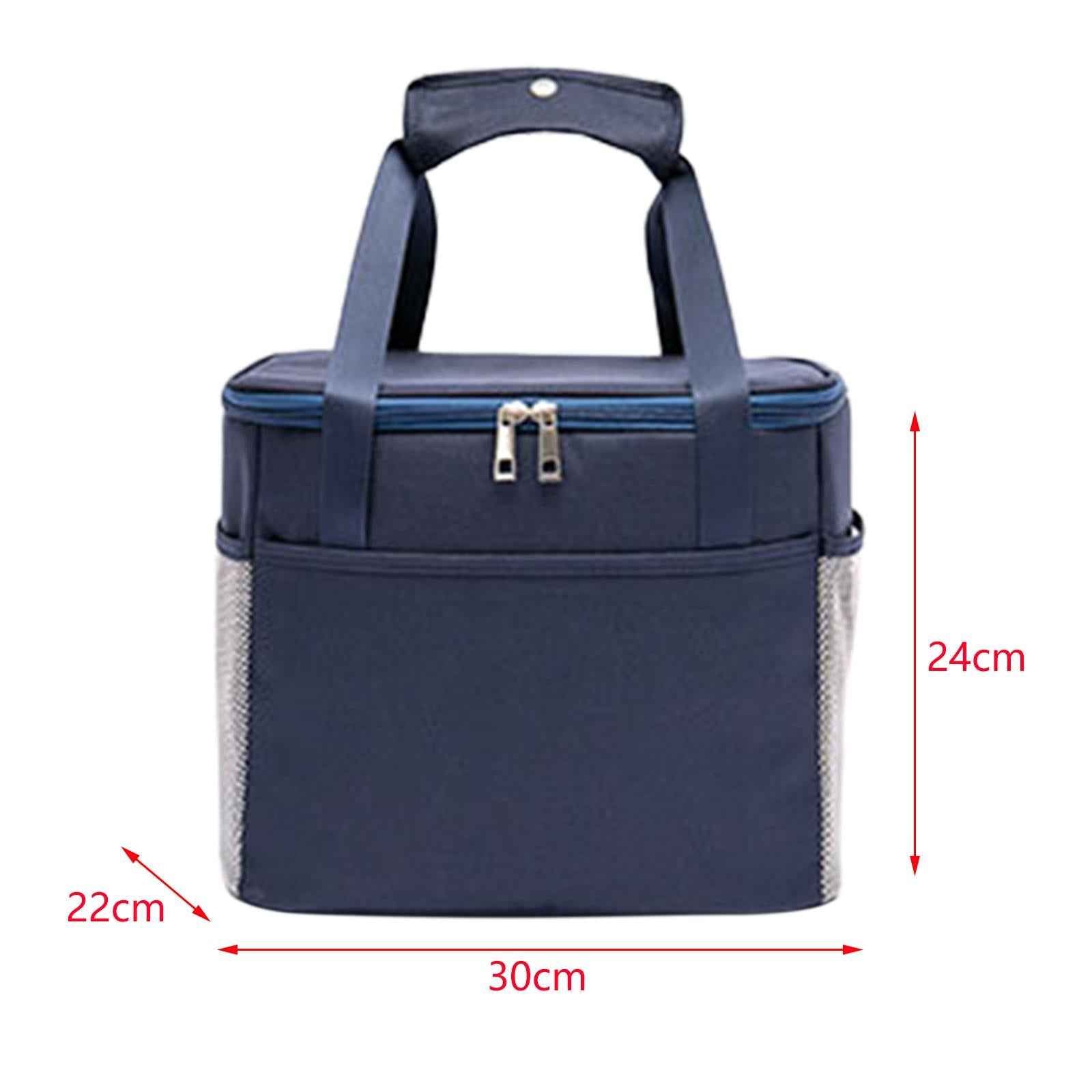 Insulated Cooler Bag Lunch Box Soft Food Delivery Bag for Work Travel Office L dark blue