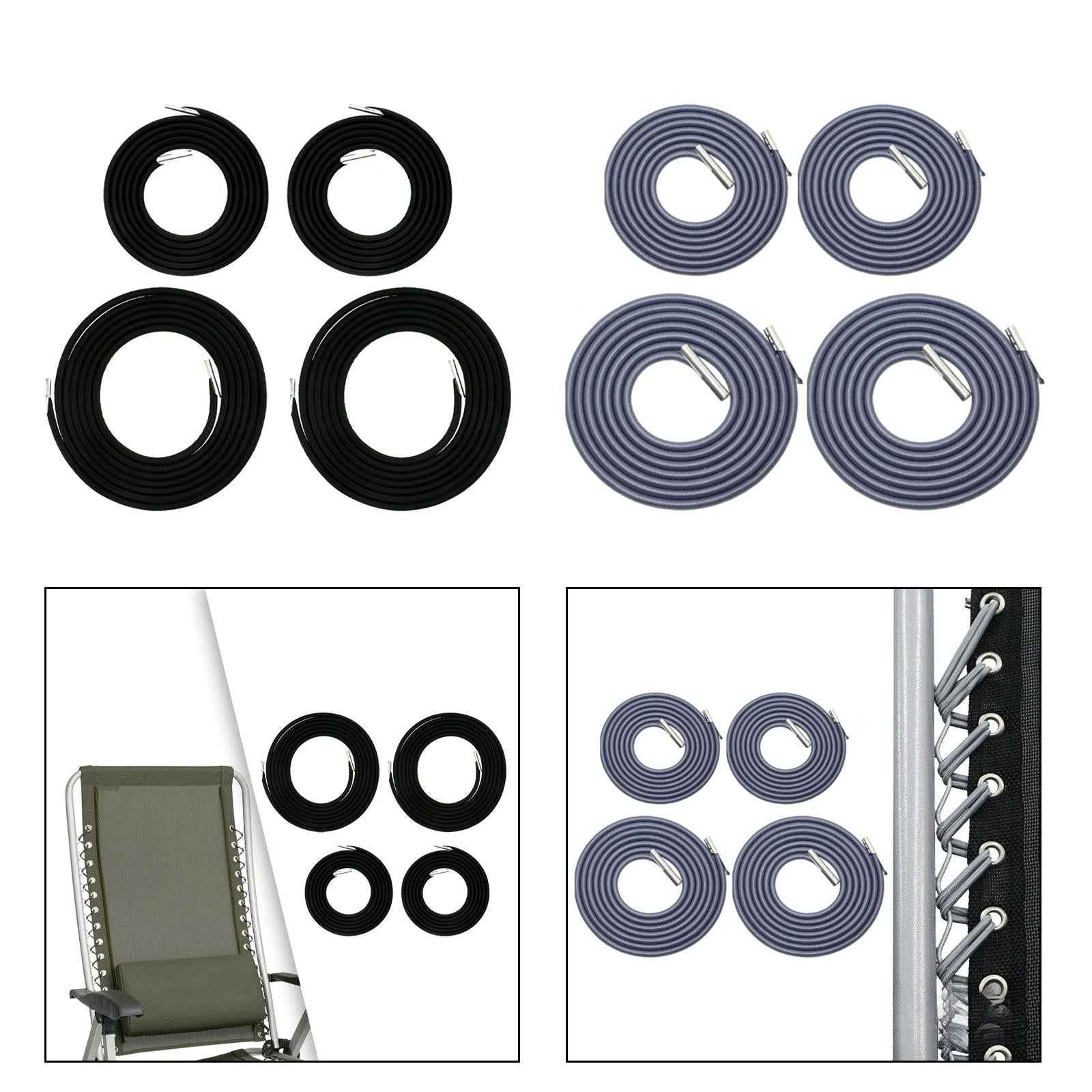 4Pcs Replacement Cord for O Gravity Chair Elastic Cord Laces for Backyard Black