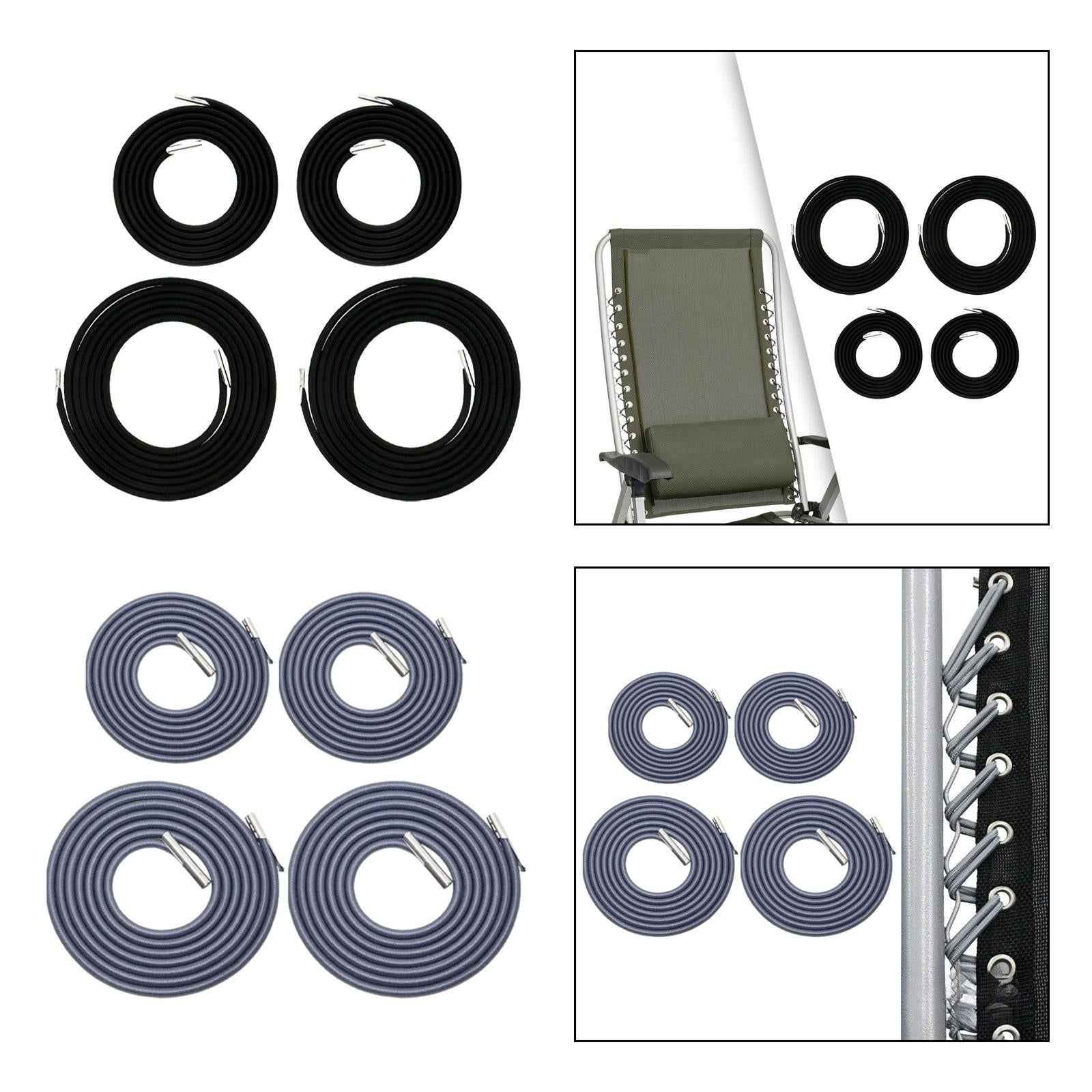 4Pcs Replacement Cord for O Gravity Chair Elastic Cord Laces for Backyard Black