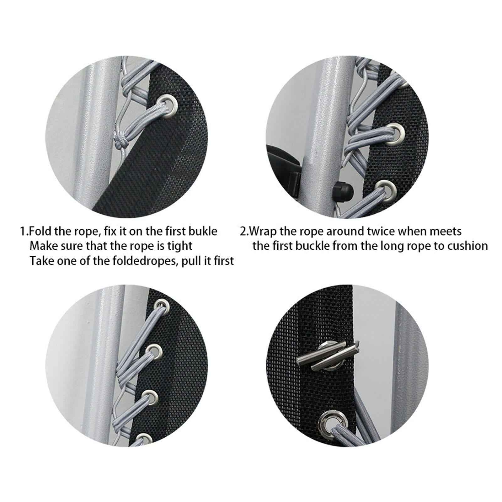 4Pcs Replacement Cord for O Gravity Chair Elastic Cord Laces for Backyard Black
