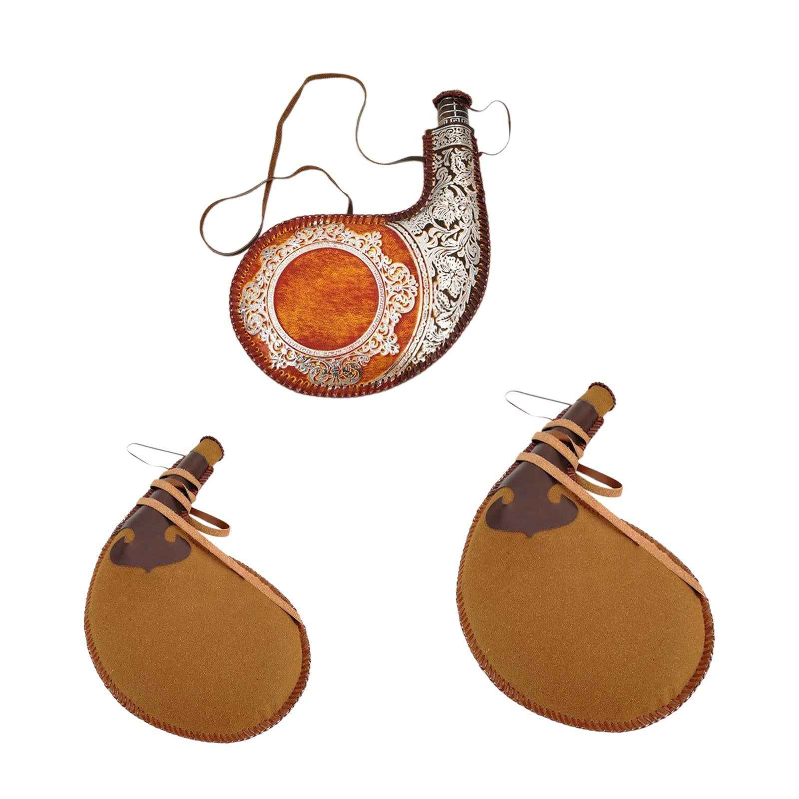 Water Bota Bag Small Flask Pouch Prop for Actor's Decoration Camping Fishing 30cm Brown