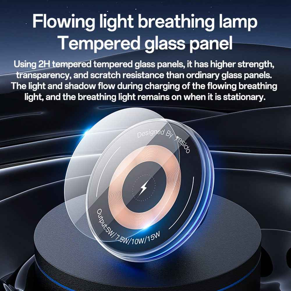YESIDO C308 Round Phone Magnetic Holder Stand 15W Wireless Charger Car Air Outlet Bracket