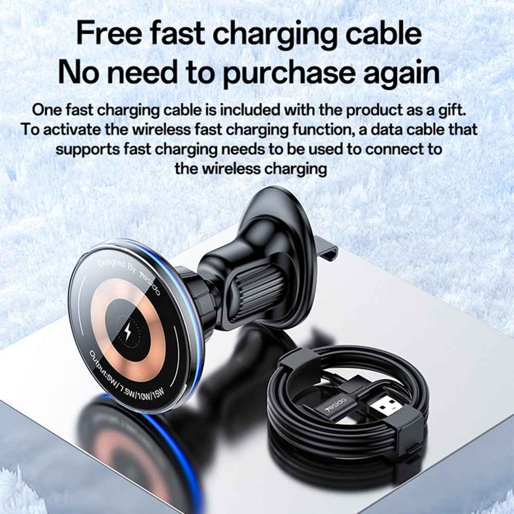 YESIDO C308 Round Phone Magnetic Holder Stand 15W Wireless Charger Car Air Outlet Bracket