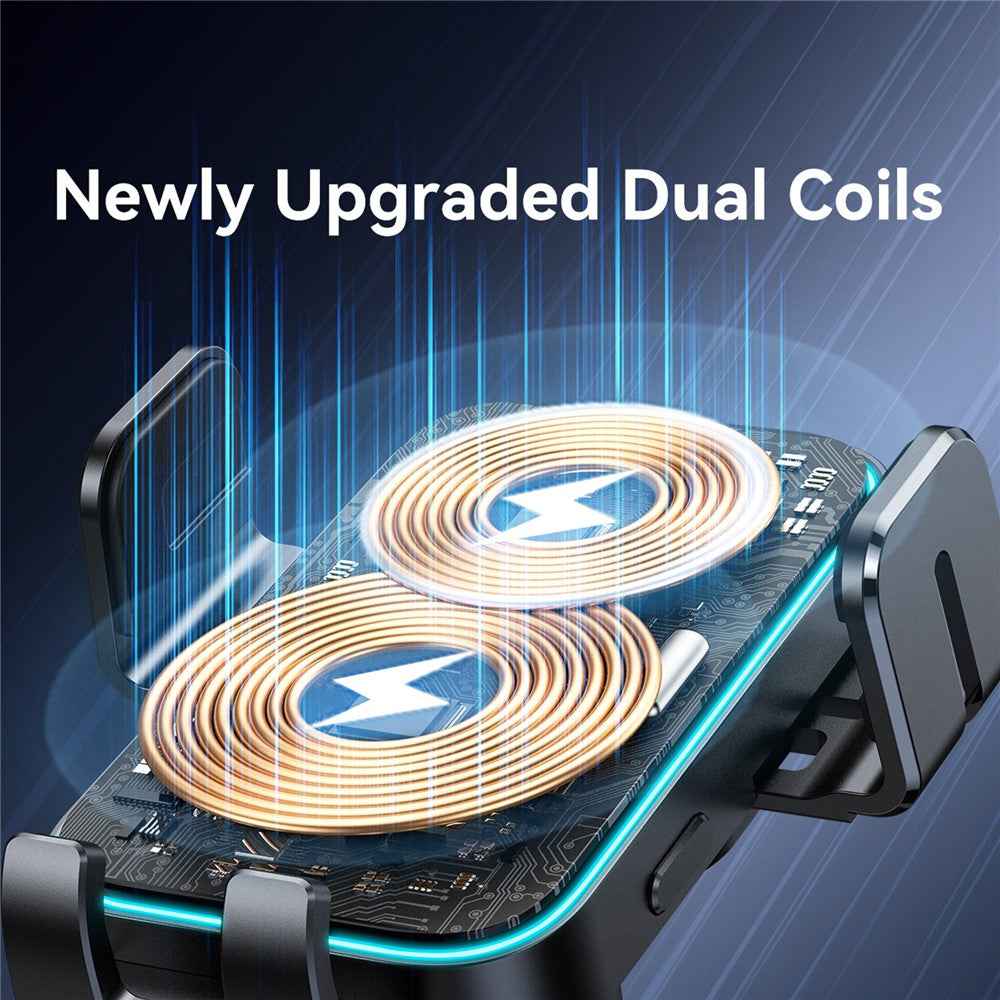 JOYROOM JR-ZS246S 15W Dual Coil Wireless Car Charger LED Light Phone Holder