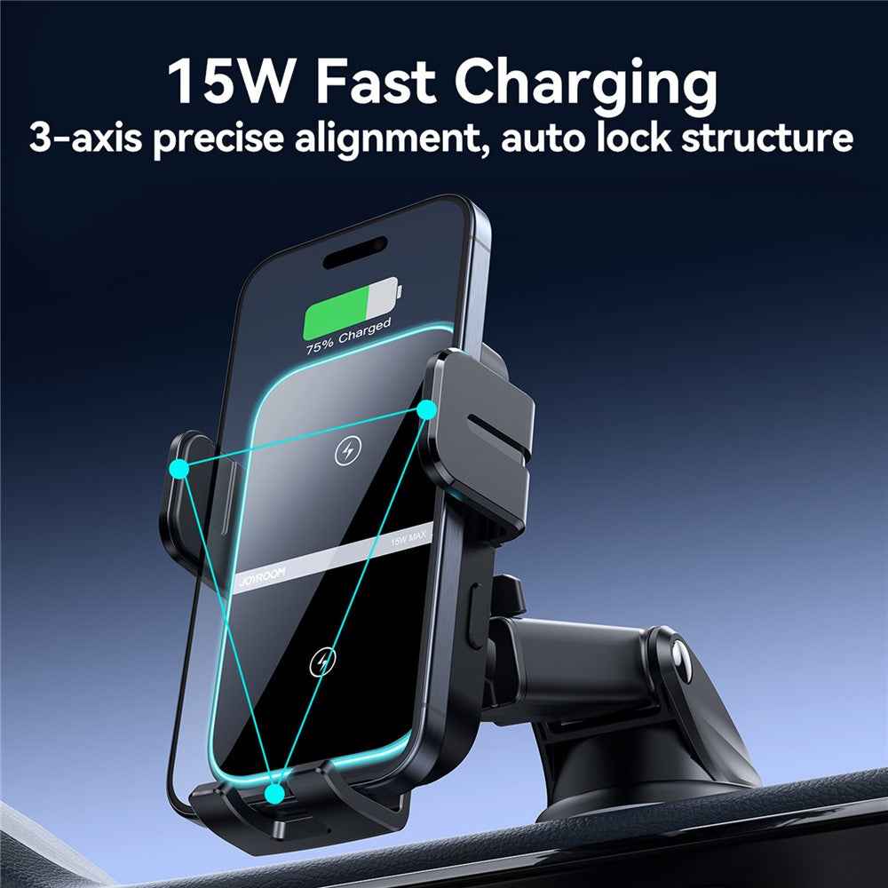JOYROOM JR-ZS246S 15W Dual Coil Wireless Car Charger LED Light Phone Holder