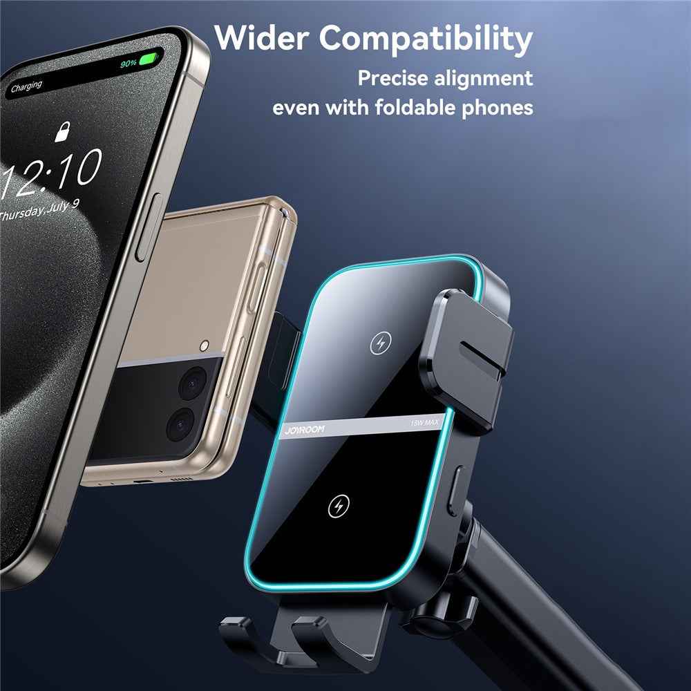 JOYROOM JR-ZS246S 15W Dual Coil Wireless Car Charger LED Light Phone Holder