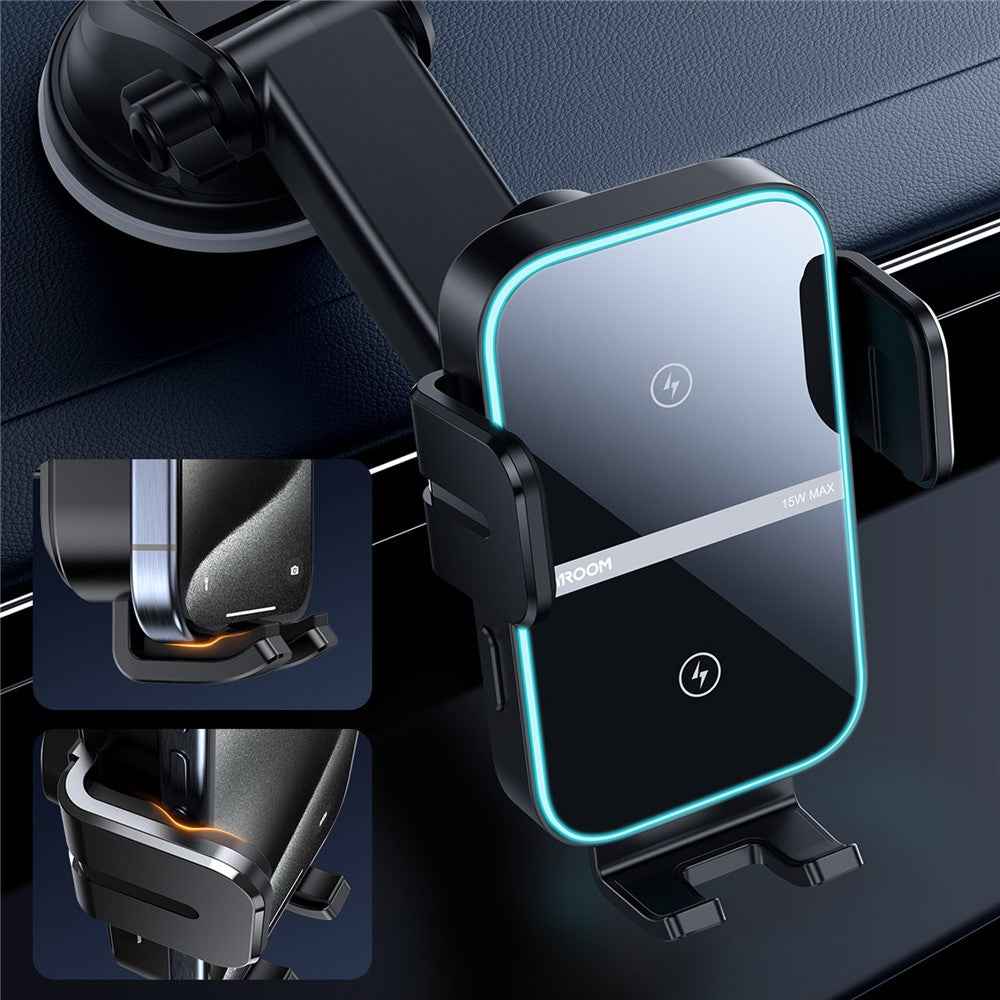 JOYROOM JR-ZS246S 15W Dual Coil Wireless Car Charger LED Light Phone Holder