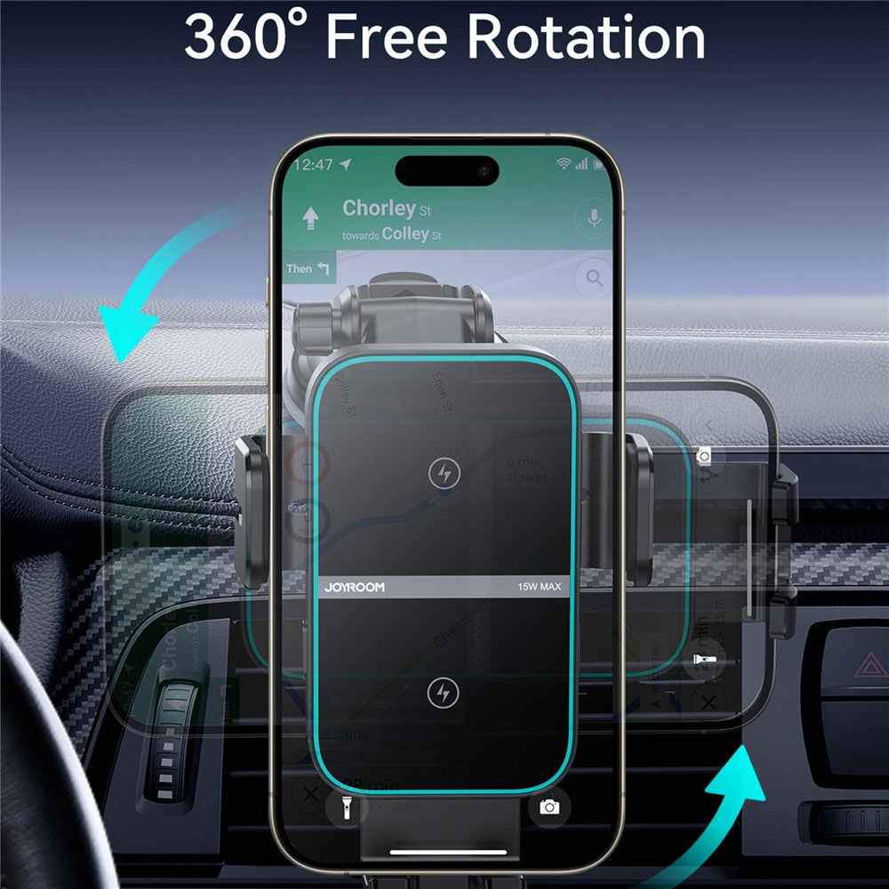 JOYROOM JR-ZS246S 15W Dual Coil Wireless Car Charger LED Light Phone Holder