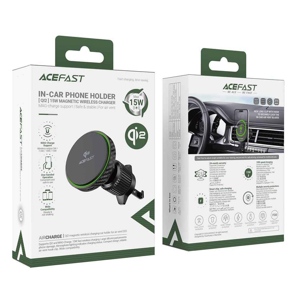 ACEFAST D33 Magnetic Wireless Charging Car Holder for Air Vent (Qi2 Certified)
