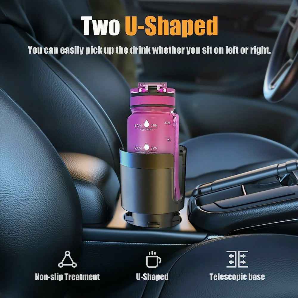 Multifunctional Car Cup Holder Expander Tray with Detachable Plate Phone Stand Food Tray