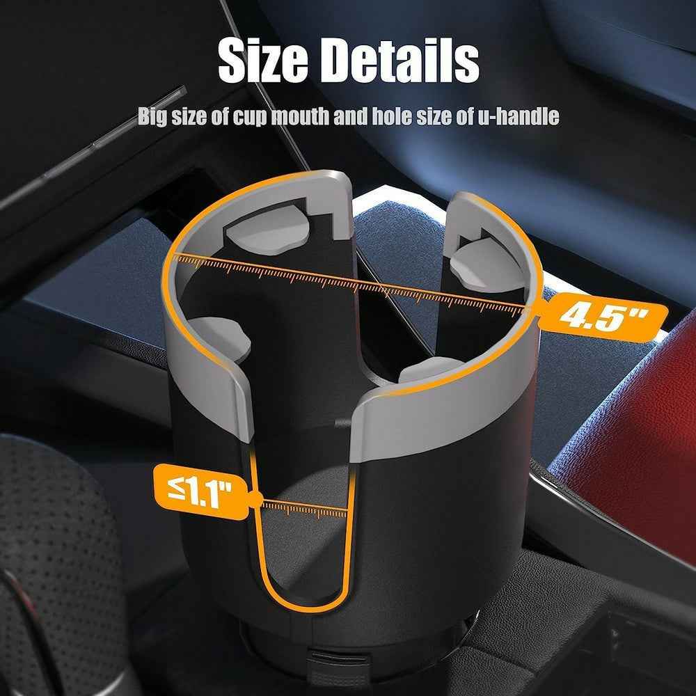 Multifunctional Car Cup Holder Expander Tray with Detachable Plate Phone Stand Food Tray
