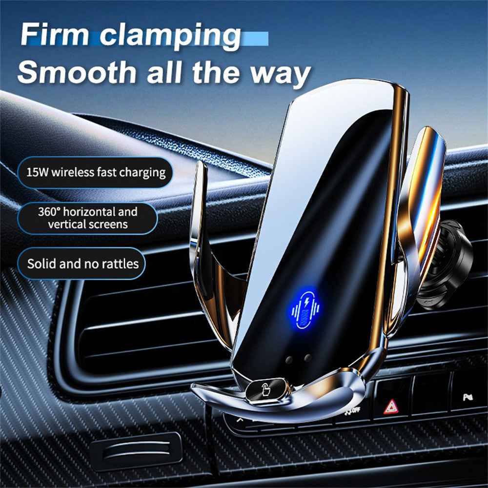 Q15 Car Air Vent Mount Magnetic Wireless Charging Stand Phone Holder - Silver
