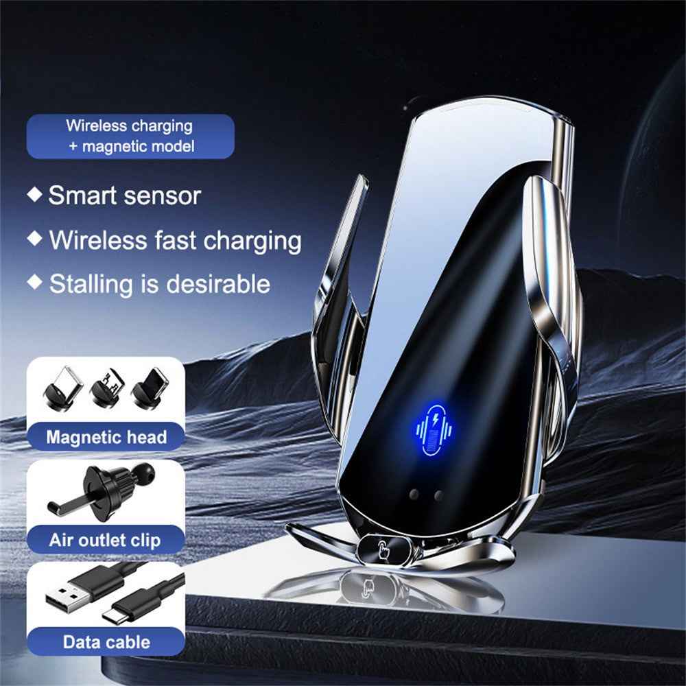 Q15 Car Air Vent Mount Magnetic Wireless Charging Stand Phone Holder - Silver