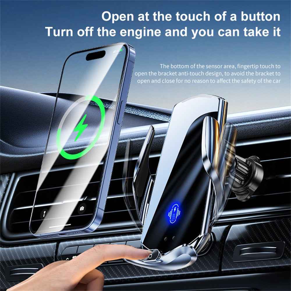 Q15 Car Air Vent Mount Magnetic Wireless Charging Stand Phone Holder - Silver