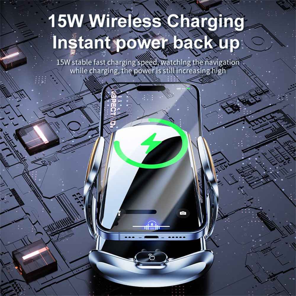Q15 Car Air Vent Mount Magnetic Wireless Charging Stand Phone Holder - Silver