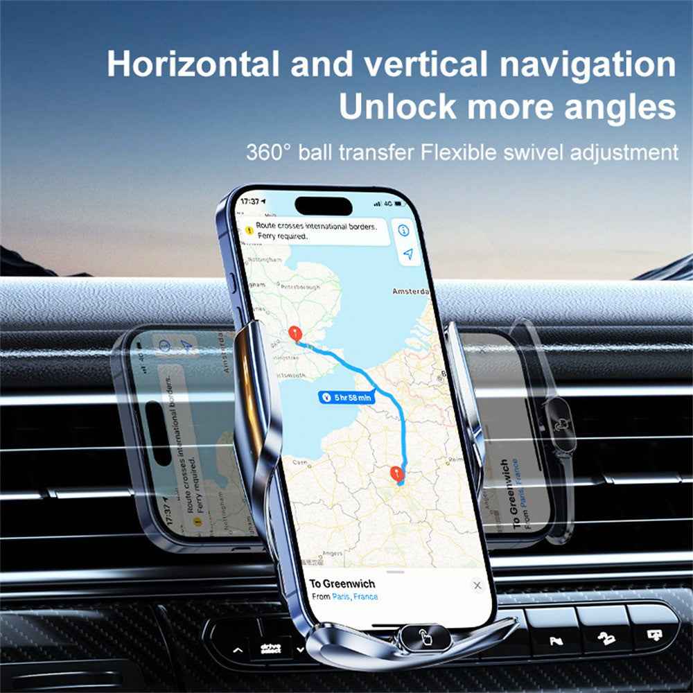 Q15 Car Air Vent Mount Magnetic Wireless Charging Stand Phone Holder - Silver