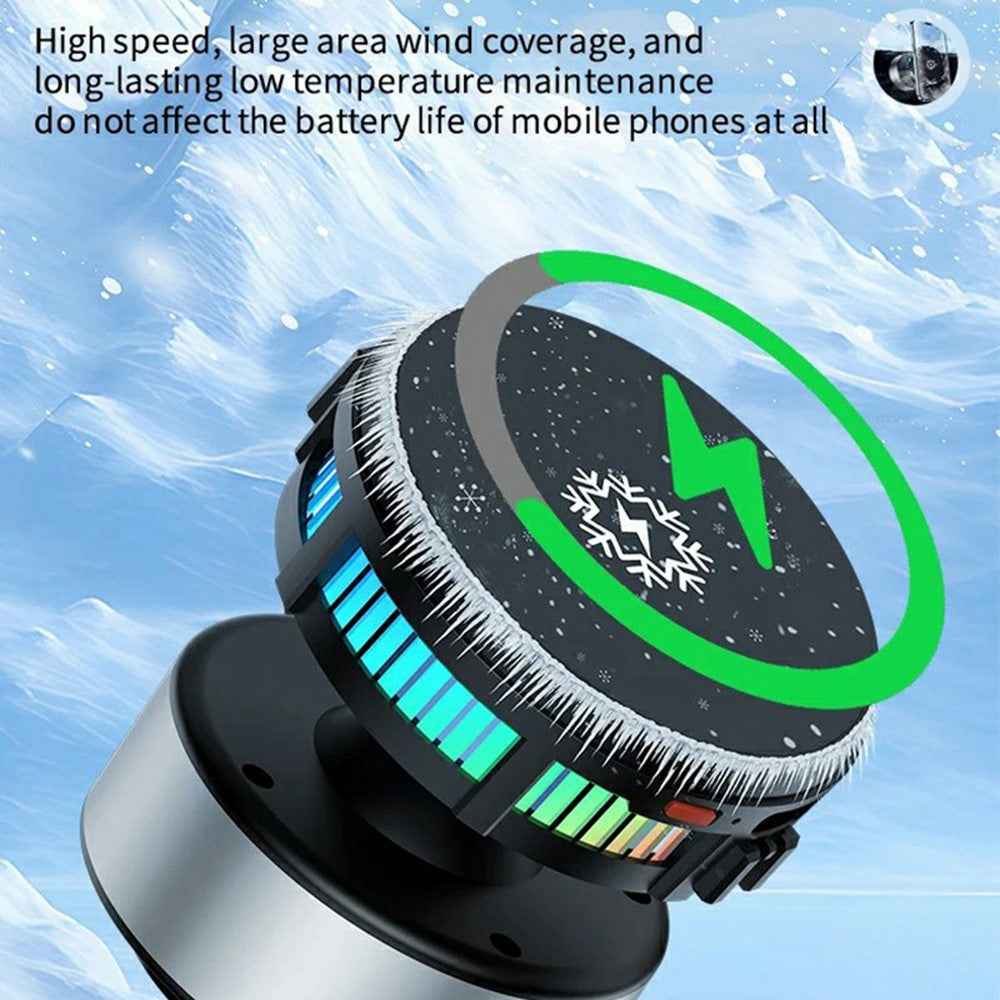 X19 360 Degree Rotation Car Phone Holder 15W Wireless Charging Vacuum Suction Cooling Magnetic Phone Stand - Black