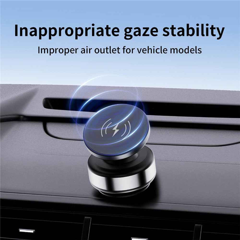 X9C Car Magnetic Suction Vacuum Phone Holder 360 Degree Rotation Wireless Charging Navigation Stand - Silver