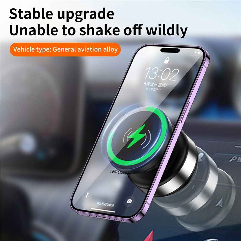 X9C Car Magnetic Suction Vacuum Phone Holder 360 Degree Rotation Wireless Charging Navigation Stand - Black