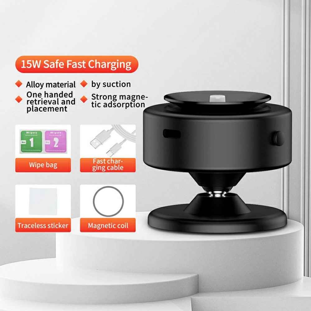 X11 Car Phone Magnetic Holder 15W Wireless Charging Vacuum Suction Rotatable Navigation Stand - Black