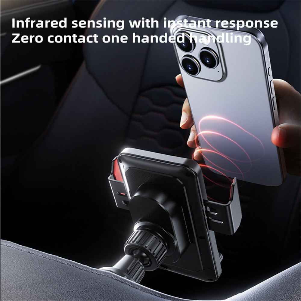 SD19 15W Magnetic Fast Charging Car Air Vent Mount Phone Holder 360 Degree Rotating Wireless Charger - Grey