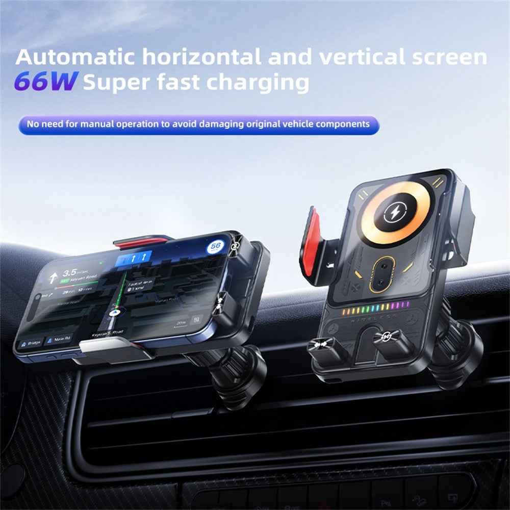 SD19 15W Magnetic Fast Charging Car Air Vent Mount Phone Holder 360 Degree Rotating Wireless Charger - Grey
