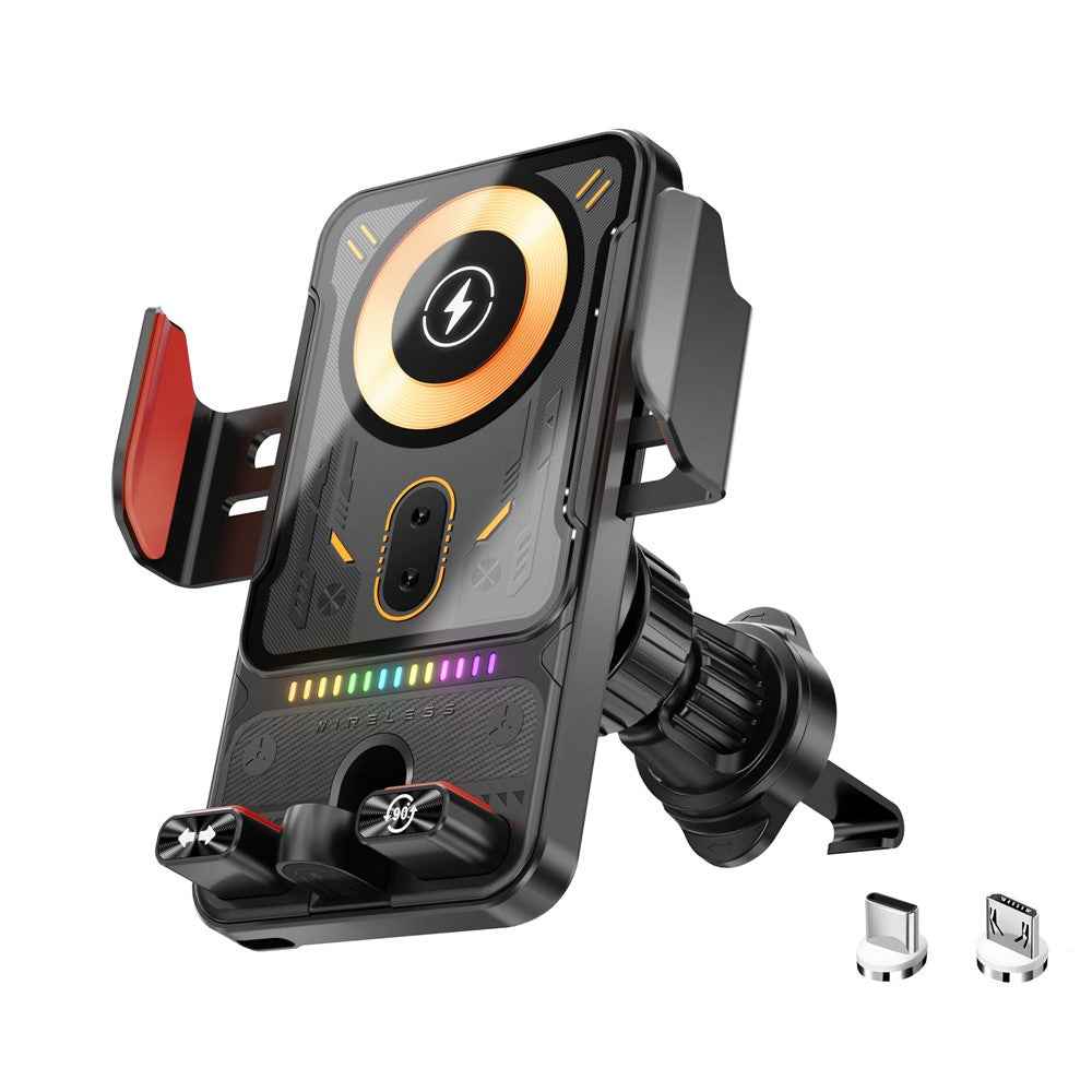 SD19 15W Magnetic Fast Charging Car Air Vent Mount Phone Holder 360 Degree Rotating Wireless Charger - Black