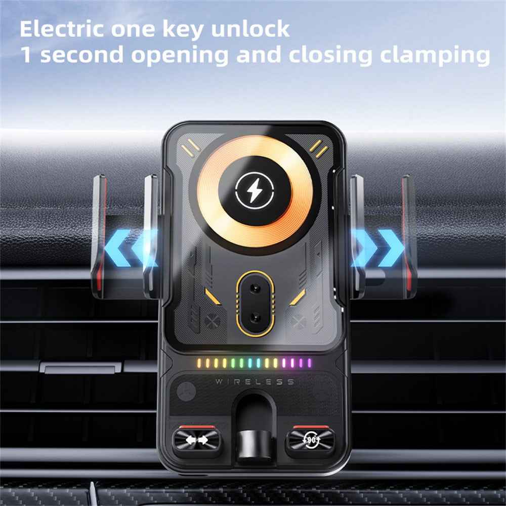 SD19 15W Magnetic Fast Charging Car Air Vent Mount Phone Holder 360 Degree Rotating Wireless Charger - Black