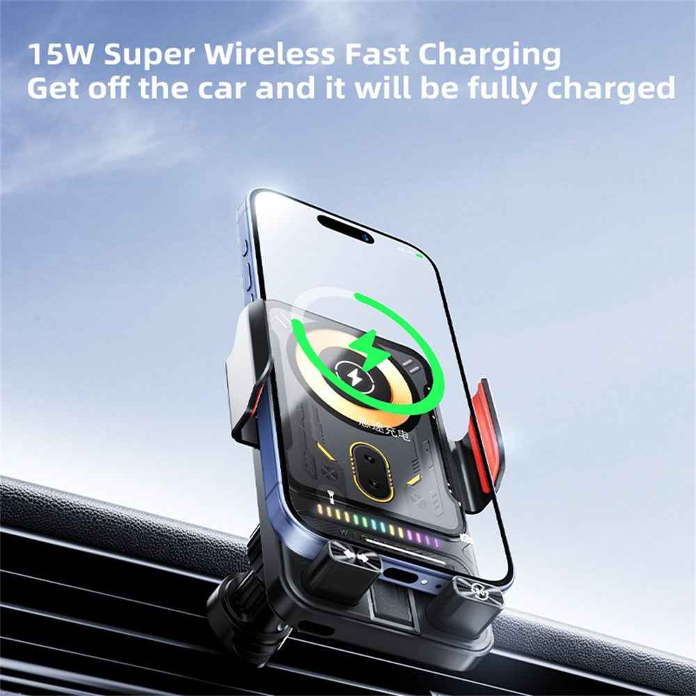 SD19 15W Magnetic Fast Charging Car Air Vent Mount Phone Holder 360 Degree Rotating Wireless Charger - Black