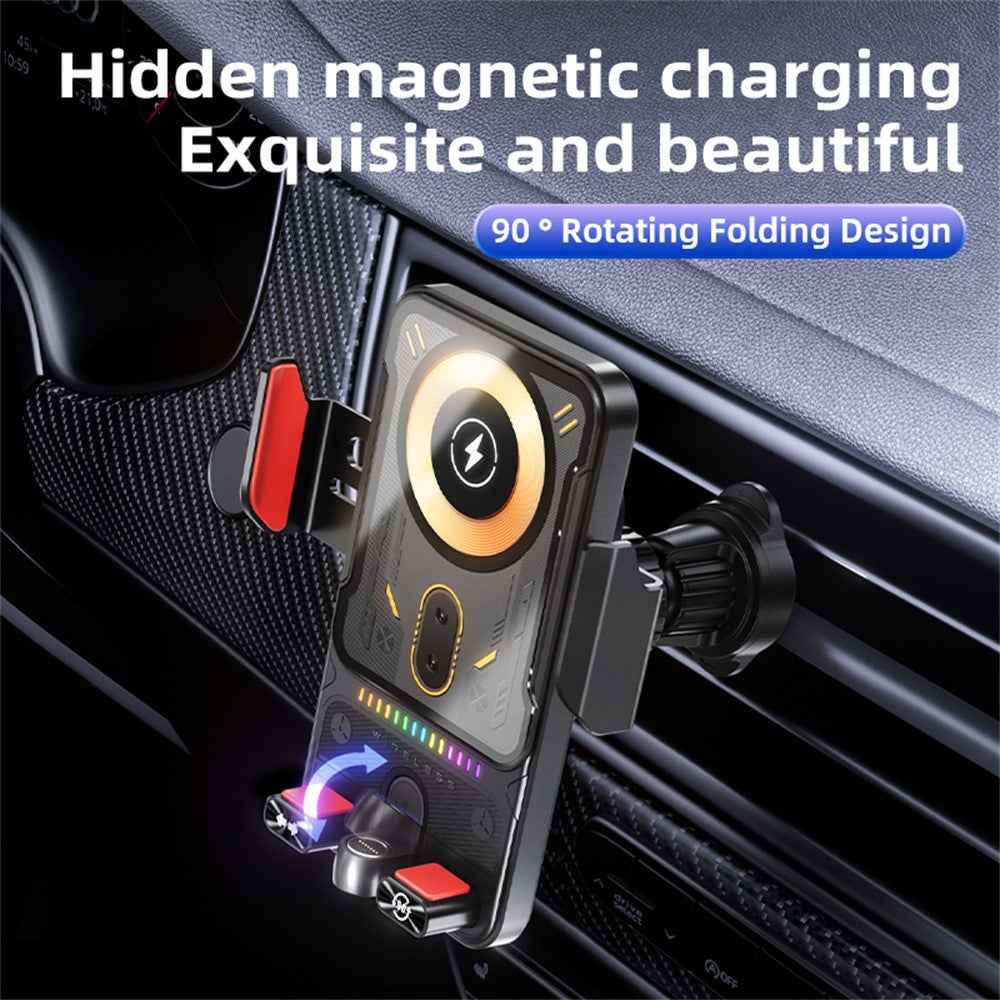 SD19 15W Magnetic Fast Charging Car Air Vent Mount Phone Holder 360 Degree Rotating Wireless Charger - Black