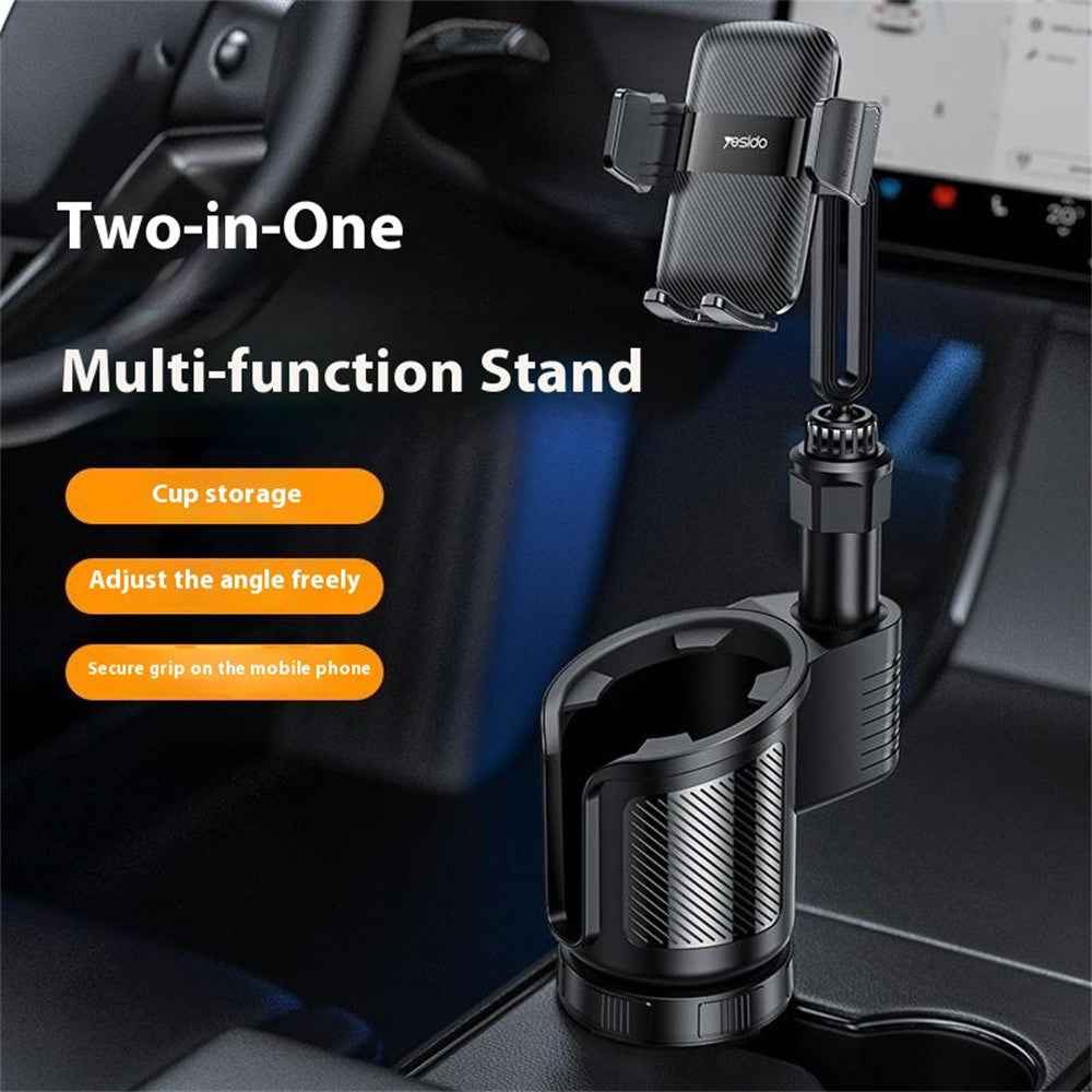 YESIDO C273 2 in 1 Car Cup Holder Phone Mount Adjustable 4.7-7.2 Inch Cellphone Bracket
