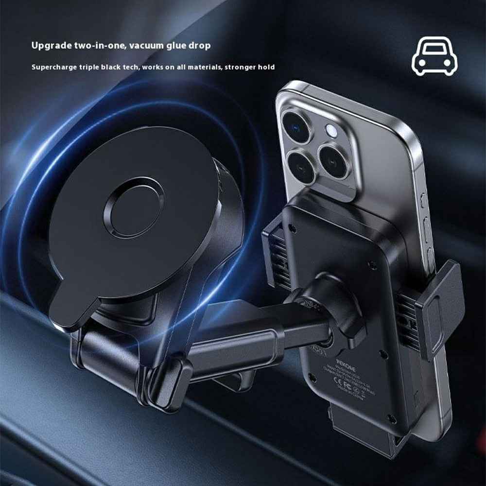 WEKOME WP-U210 for 4.7 - 7.2 Inch Devices Car Mount Wireless Charger 15W Fast Charging 360° Rotation Stand