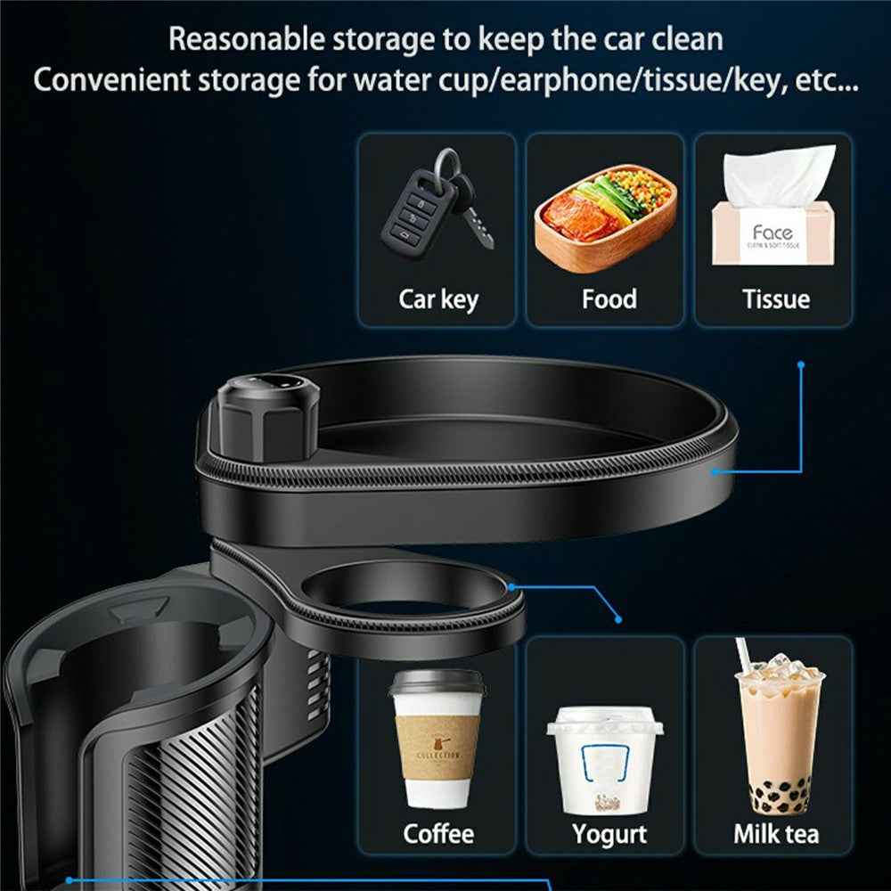 YESIDO C180 Multifunctional Cup Holder Food Tray with Expandable Base for Drinks Snacks Keys Organizer