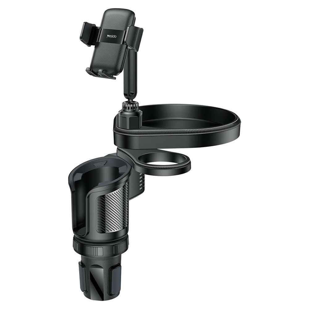 YESIDO C274 Multifunctional Organizer Car Cup Holder Food Tray with Expandable Base Drink Rack Phone Stand