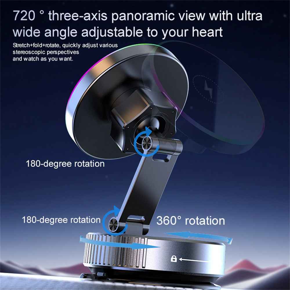 K5 Car Wireless Charger Mount 360 Degree Rotation Folding Magnetic Phone Charger Holder