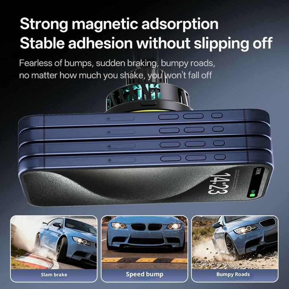 15W Magnetic Wireless Car Charger for Phones Fast Charging Phone Holder - Black