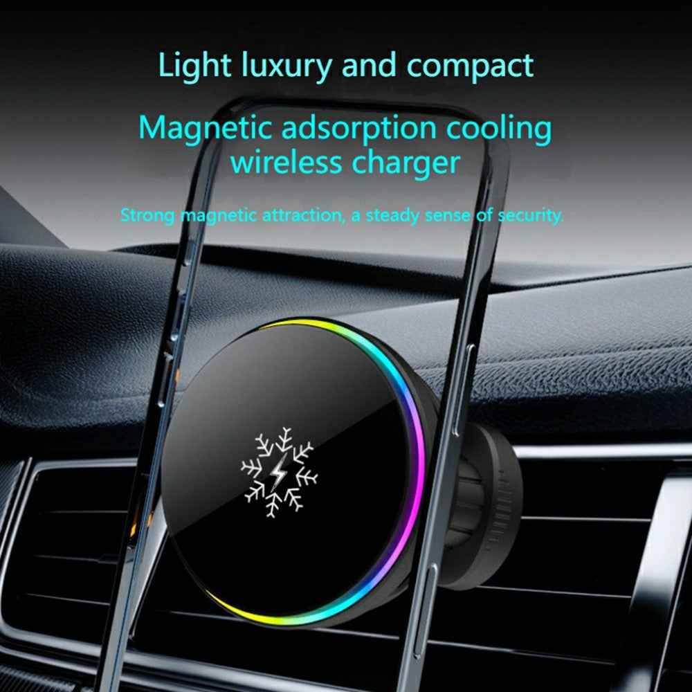 S32 15W Semiconductor Cooling Magnetic Car Wireless Charger Fast Charging Car Air Vent Mount Phone Holder