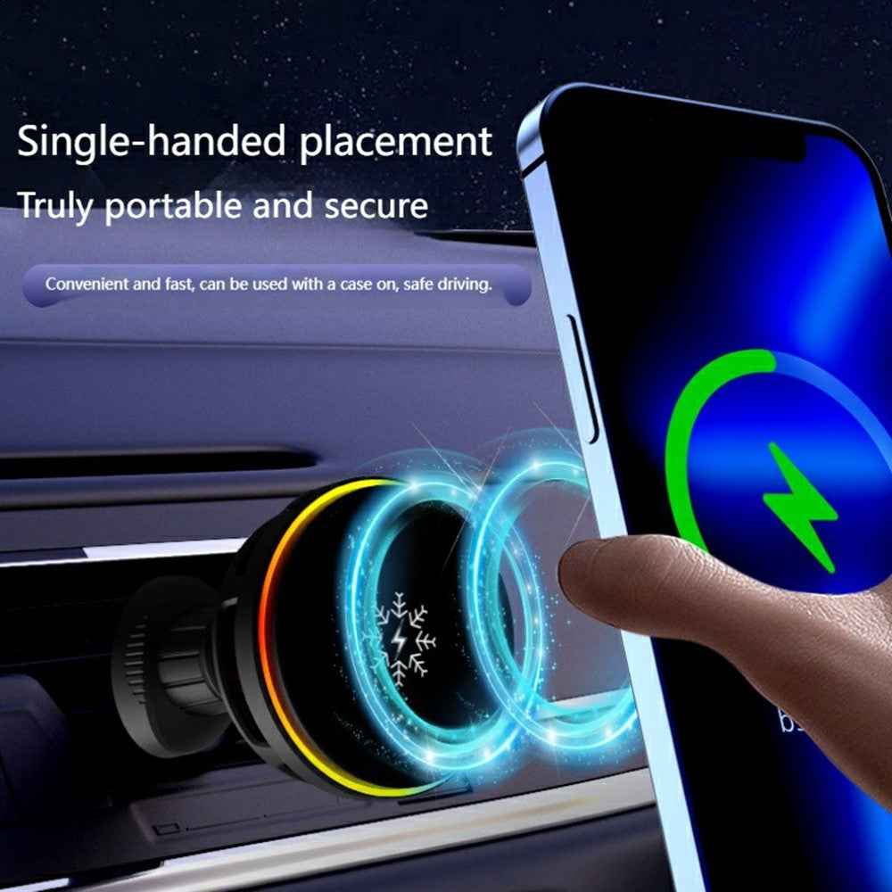 S32 15W Semiconductor Cooling Magnetic Car Wireless Charger Fast Charging Car Air Vent Mount Phone Holder