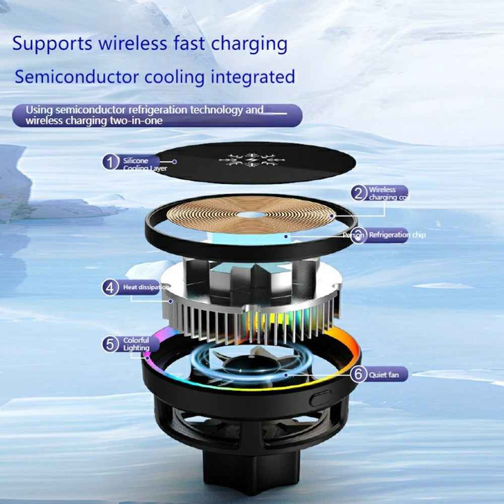 S32 15W Semiconductor Cooling Magnetic Car Wireless Charger Fast Charging Car Air Vent Mount Phone Holder