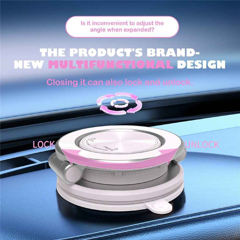 M16 Car Phone Mount Holder 3-Fold Rotatable Magnetic Phone Mount with Vacuum Suction Dashboard Navigation Stand - White