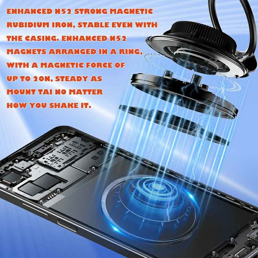 M16 Car Phone Mount Holder 3-Fold Rotatable Magnetic Phone Mount with Vacuum Suction Dashboard Navigation Stand - Black